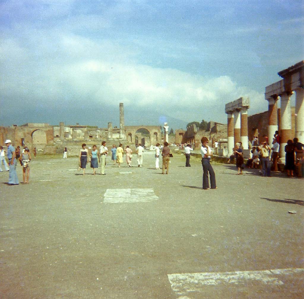 VII.8 Pompeii Forum. 1978. Looking north along the east side. Photo